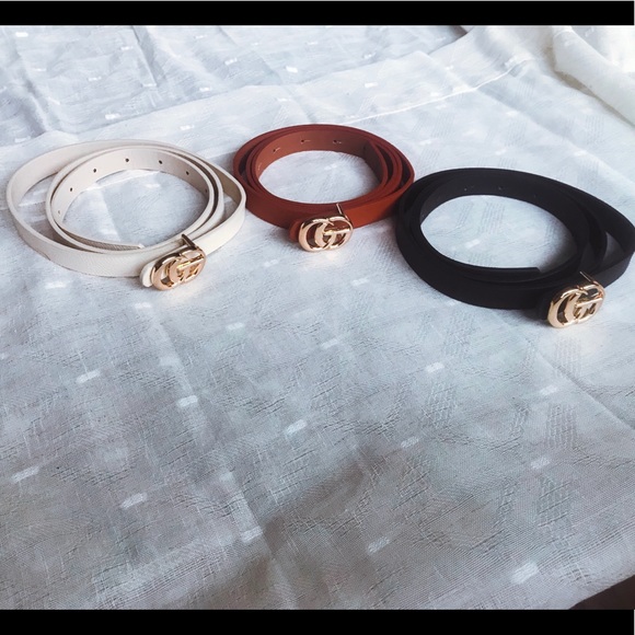 Black Skinny Belt Nude Gold Women Fashion Jewelry - Picture 2 of 3